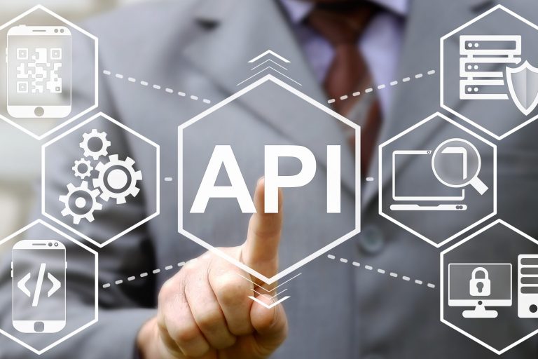 businessman touched API acronym word icon on virtual screen on b